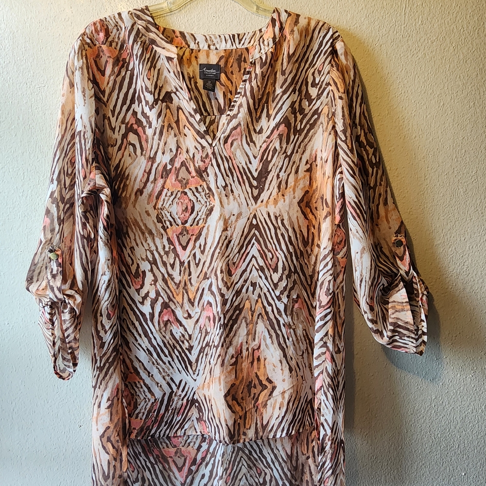 Patterned Blouse with Earthy Tones
